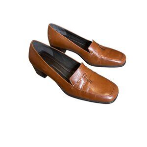 Easy Spirit Women&#39;s Tan Leather Samurai Slip-On Heels Size 7.5